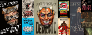 several Jeff Strand book covers